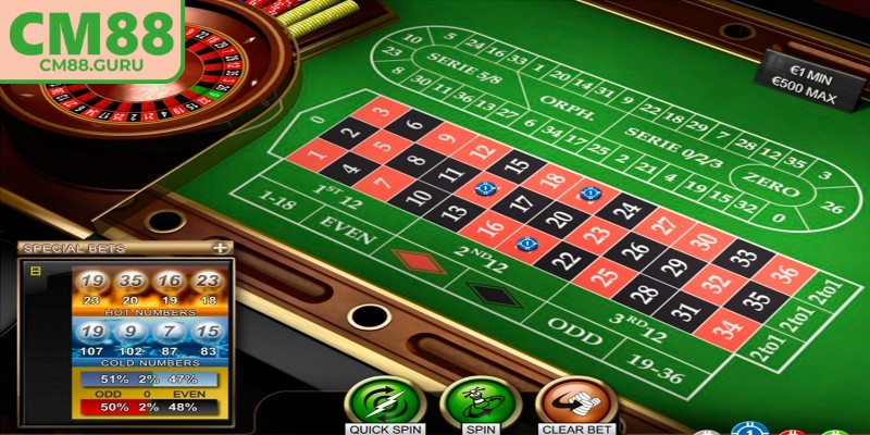 Roulette CM88 vận hành dựa trên phong cách Châu Âu hiện đại